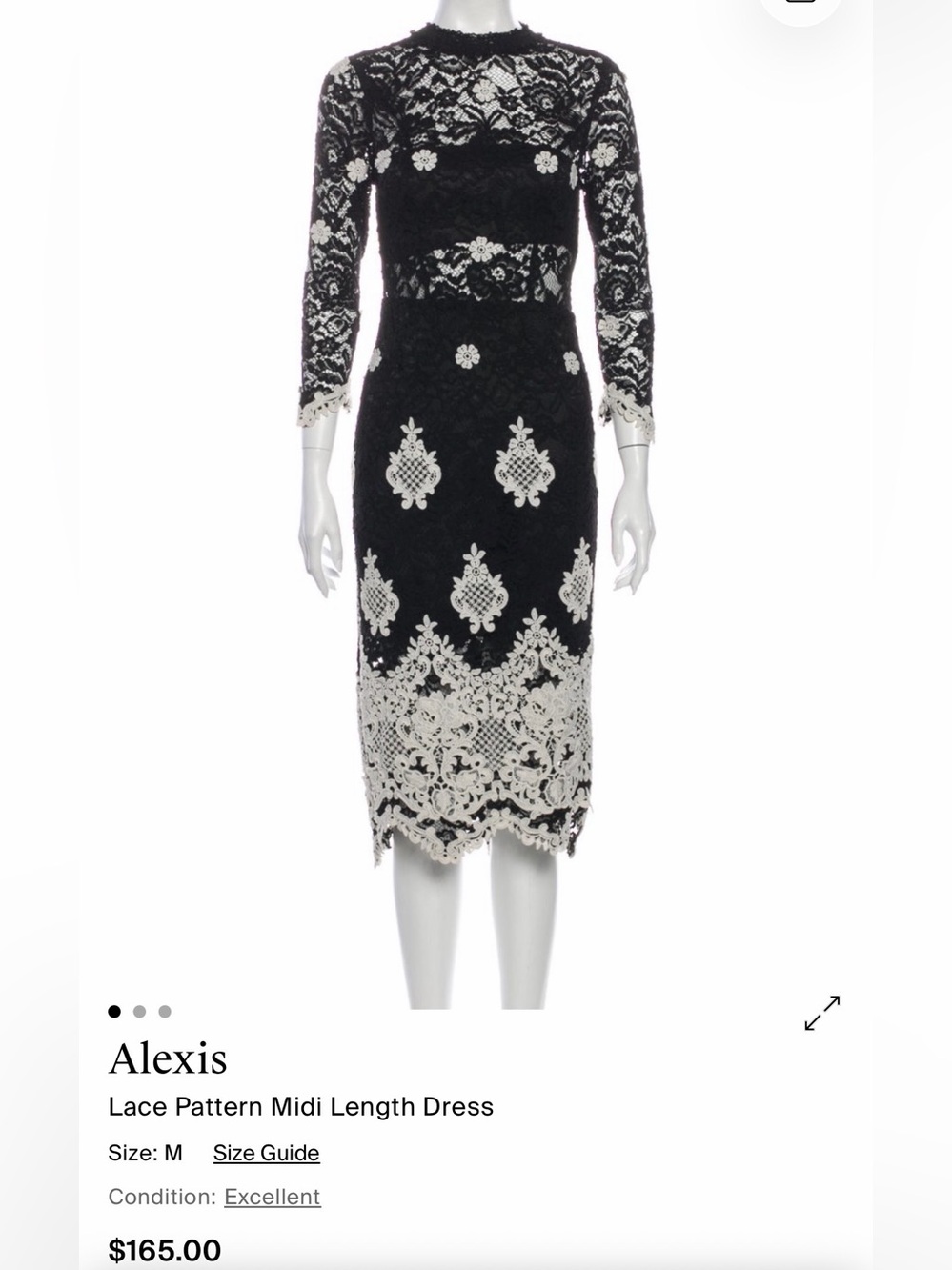 Alexis Black and Cream Lace Midi Dress